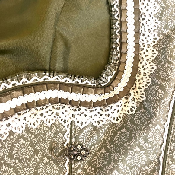 Green and White Dirndl Dress - Picture 8 of 13